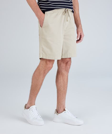 bermuda jogger masculina de sarja bege