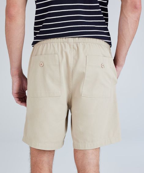 bermuda jogger masculina de sarja bege