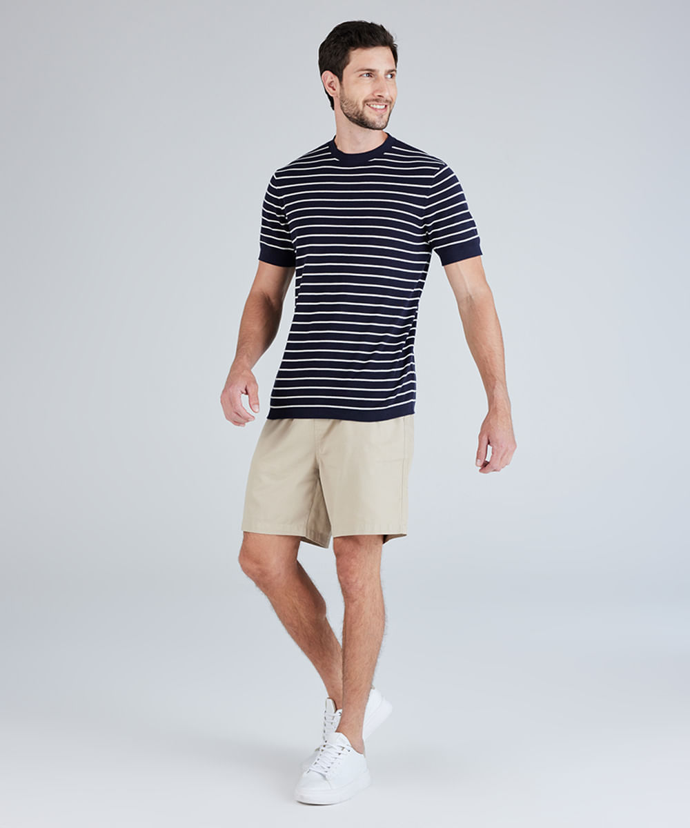bermuda jogger masculina de sarja bege
