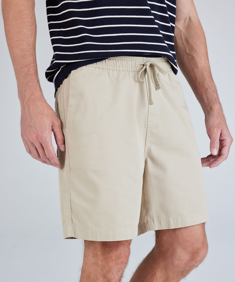 bermuda jogger masculina de sarja bege