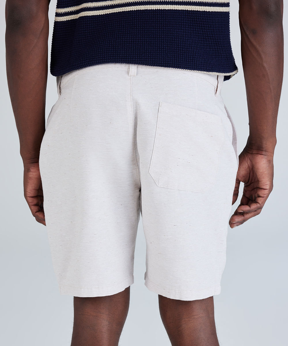 bermuda reta masculina de alfaiataria bege