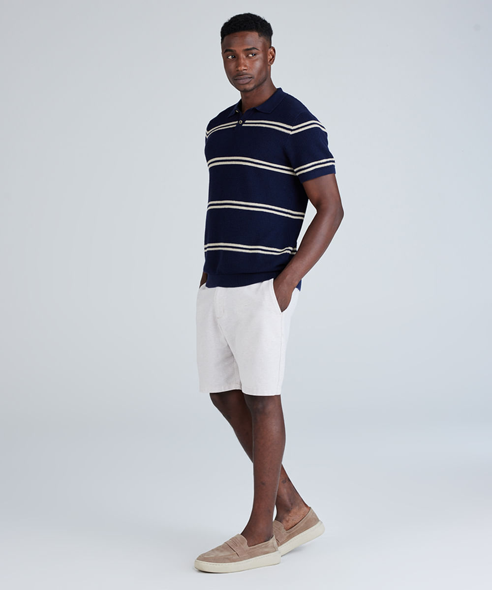 bermuda reta masculina de alfaiataria bege