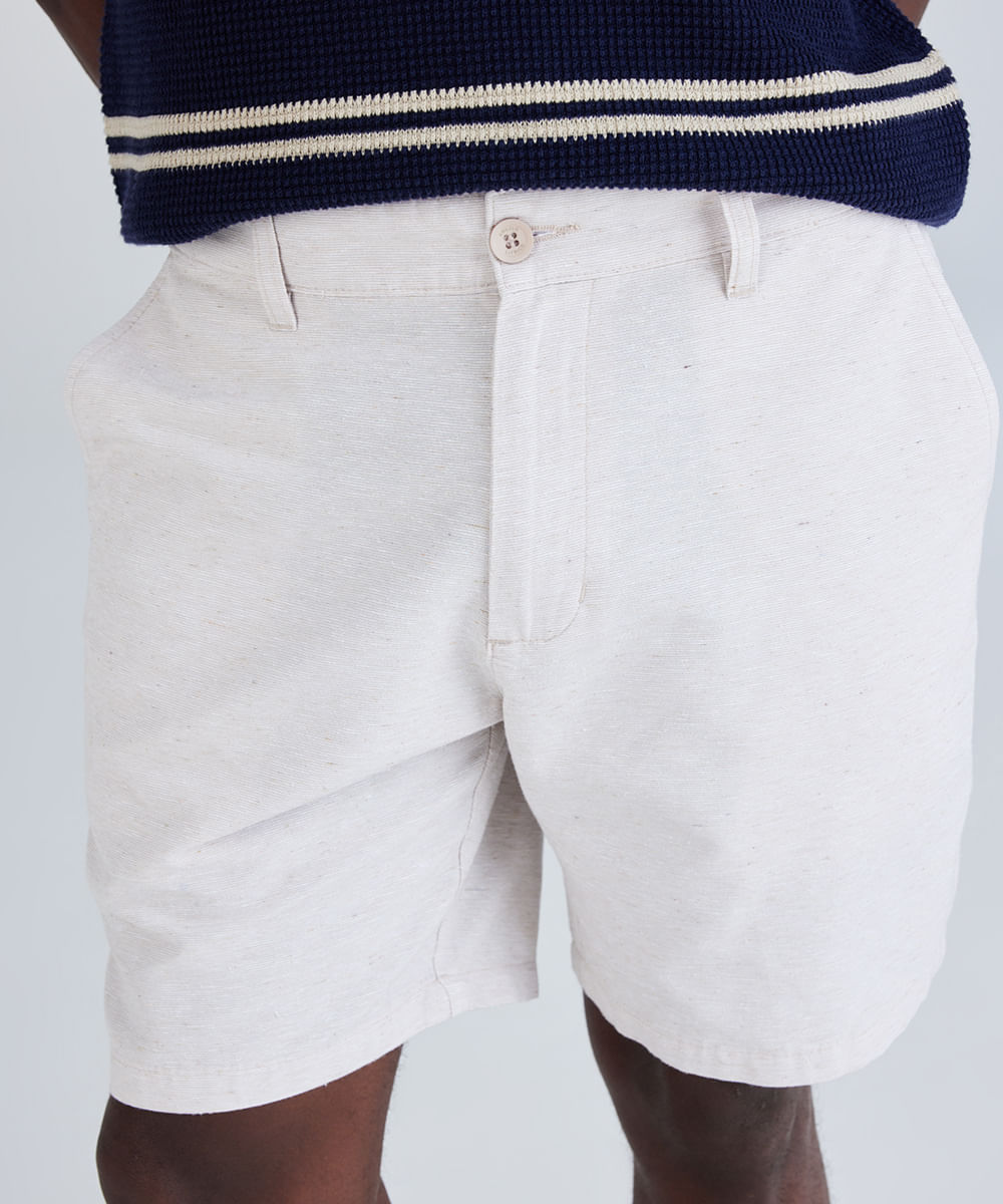 bermuda reta masculina de alfaiataria bege