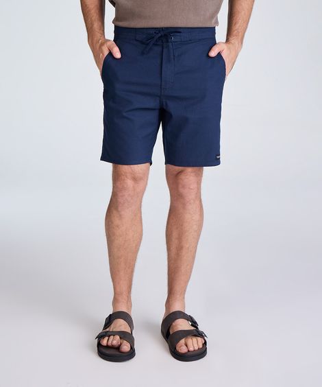 bermuda reta masculina de sarja com cordão azul