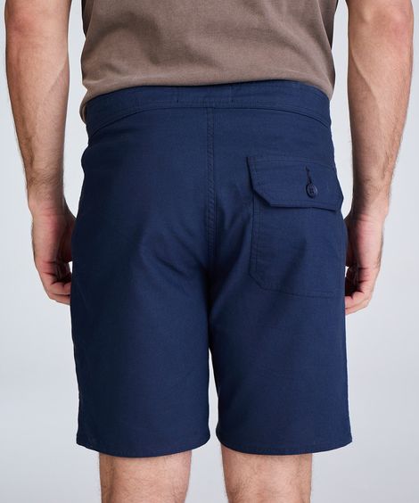 bermuda reta masculina de sarja com cordão azul