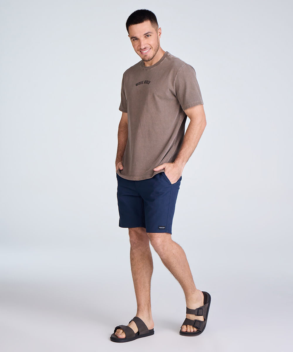 bermuda reta masculina de sarja com cordão azul