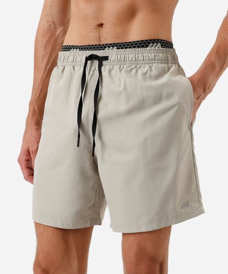 short masculino esportivo cós duplo bege