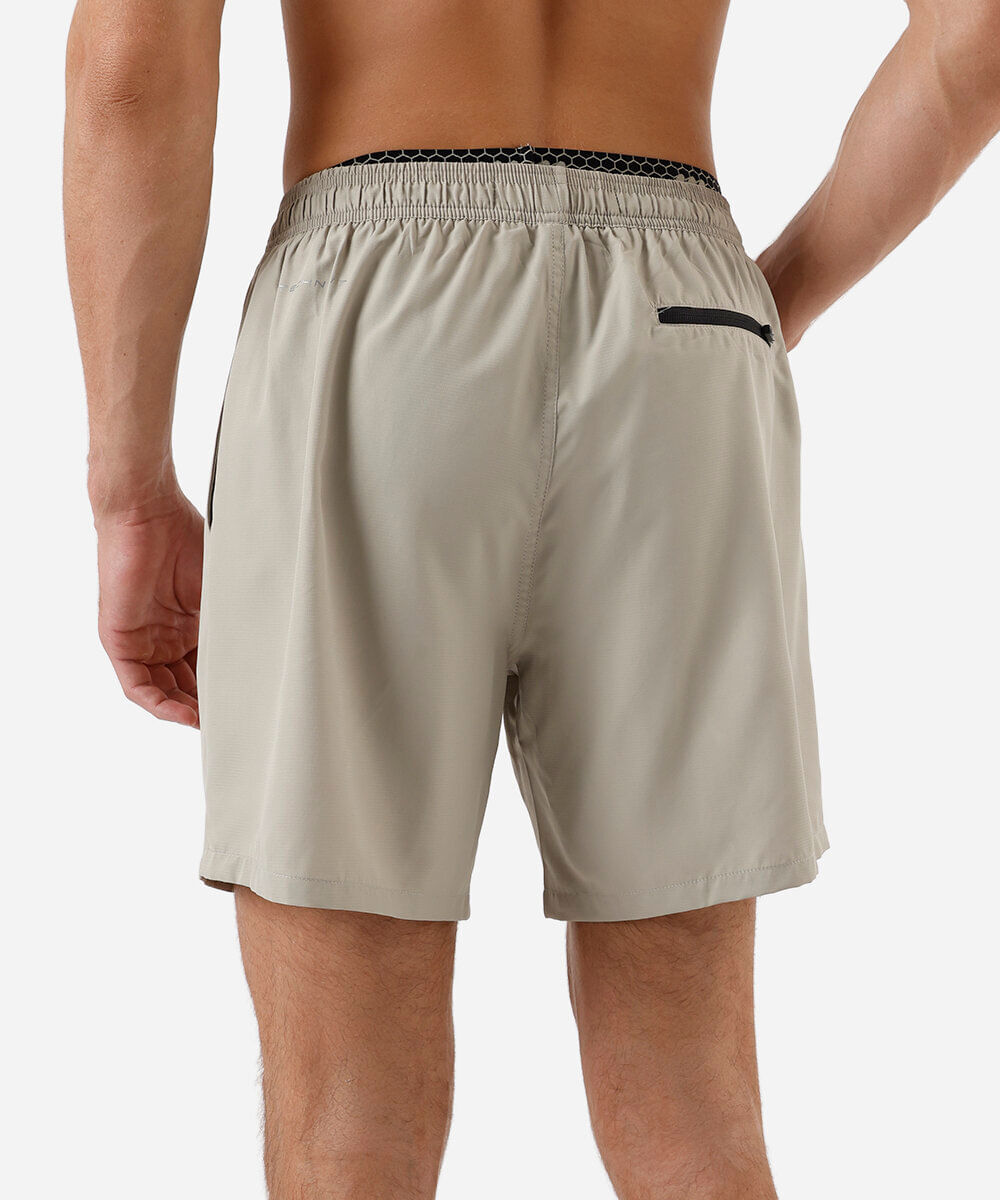 short masculino esportivo cós duplo bege