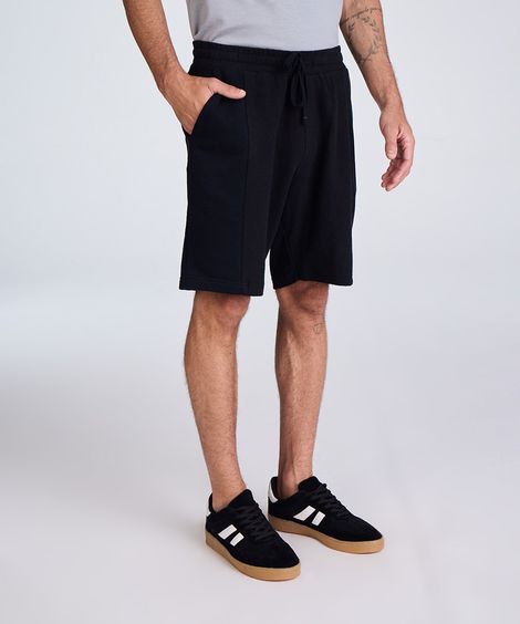 bermuda relaxed masculina texturizada preta
