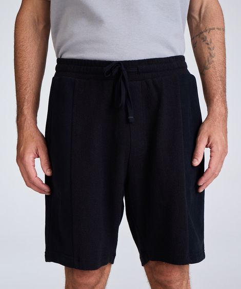 bermuda relaxed masculina texturizada preta