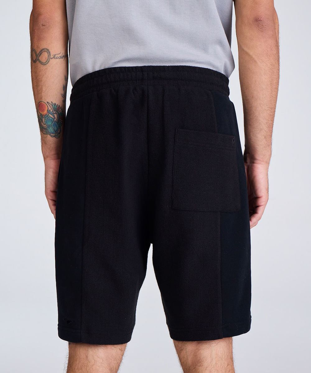 bermuda relaxed masculina texturizada preta