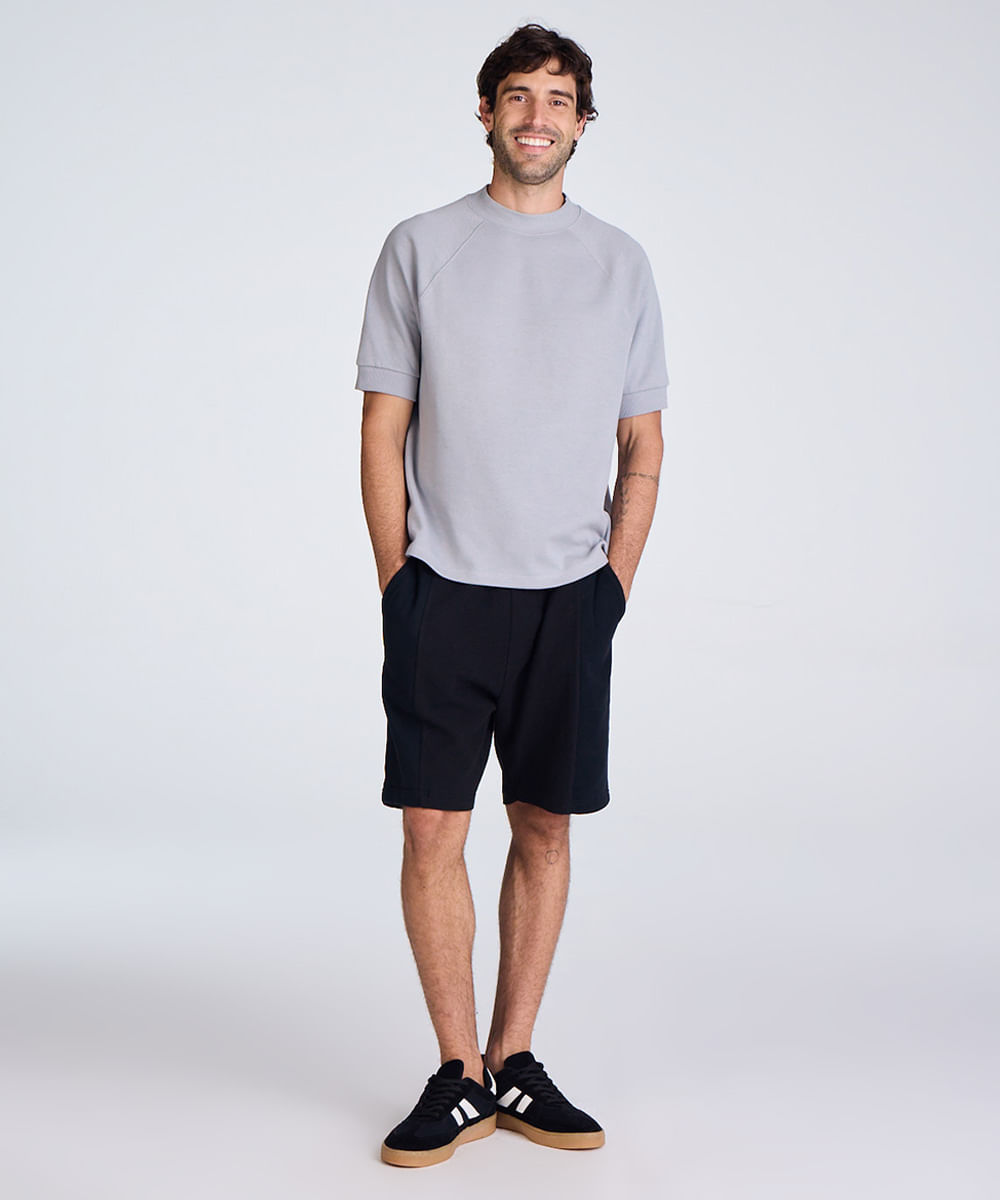 bermuda relaxed masculina texturizada preta