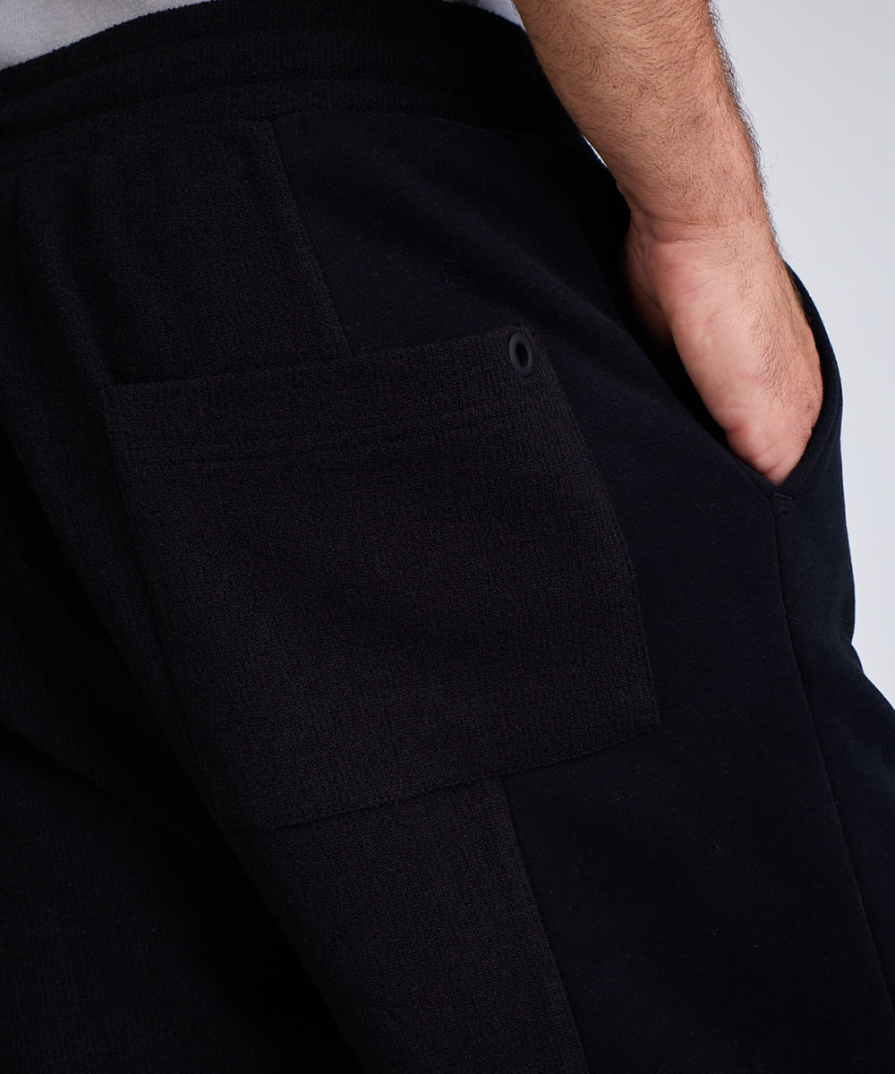 bermuda relaxed masculina texturizada preta