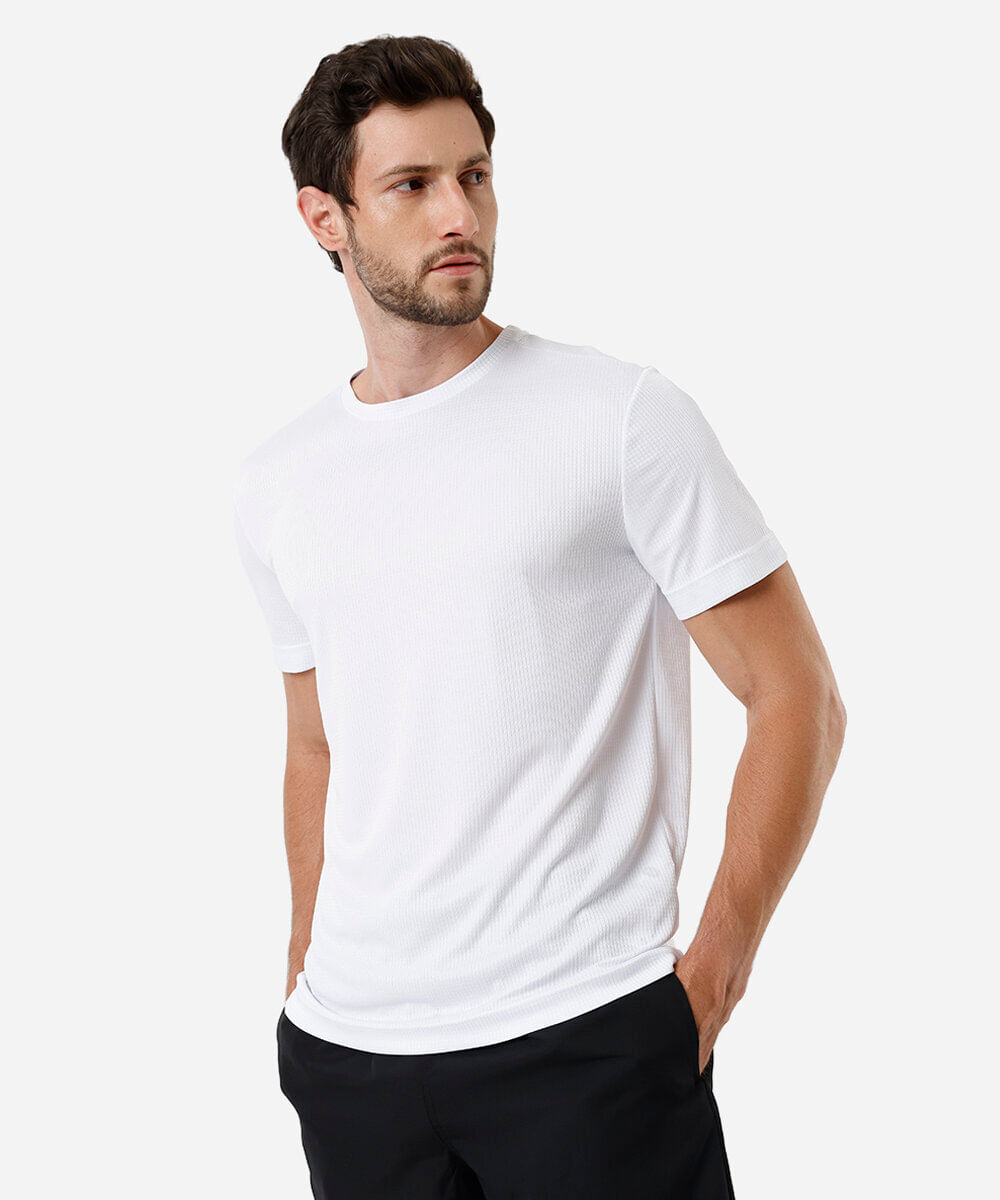 camiseta basic masculina texturizada branco