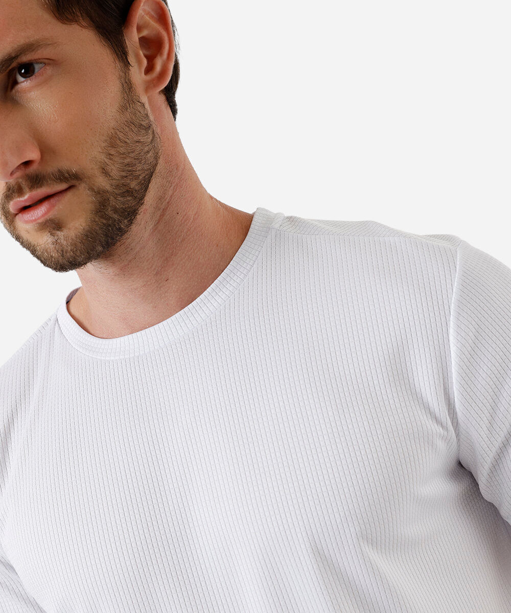 camiseta basic masculina texturizada branco