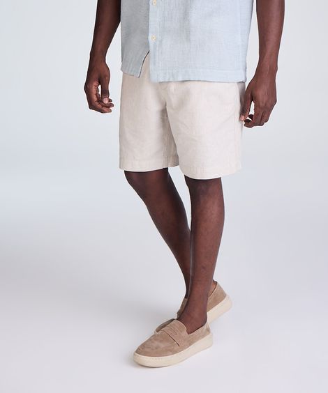 short de alfaiataria masculino com linho bege