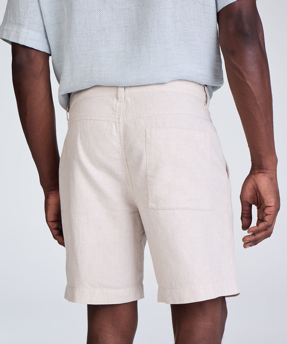 short de alfaiataria masculino com linho bege