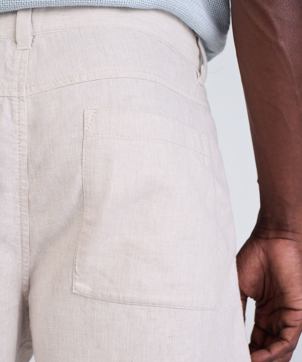 short de alfaiataria masculino com linho bege