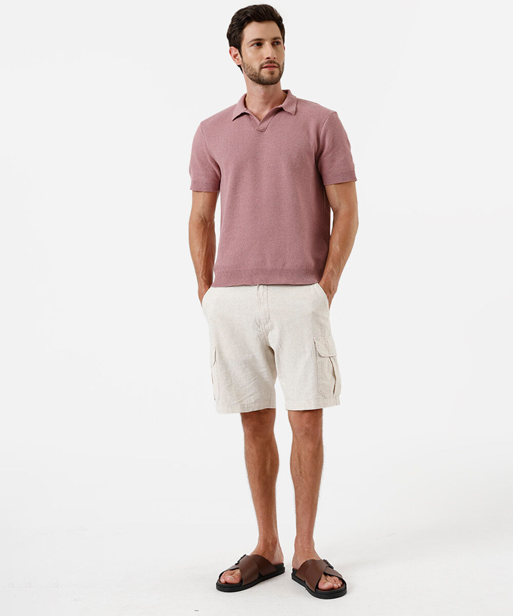bermuda cargo masculina de algodão bege