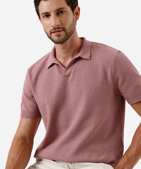 polo masculina com algodão manga curta rosa