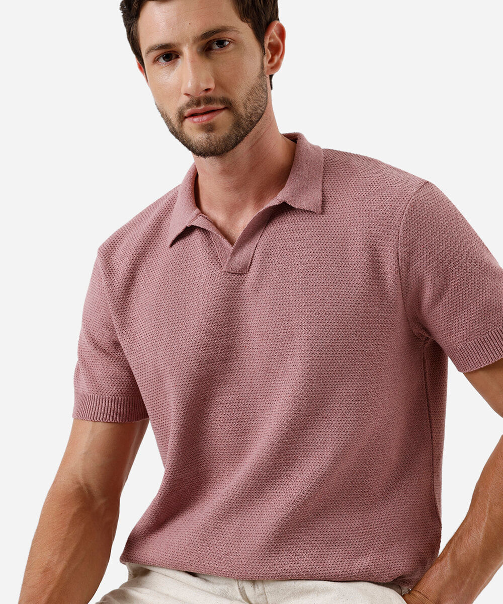 polo masculina com algodão manga curta rosa