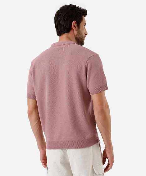 polo masculina com algodão manga curta rosa