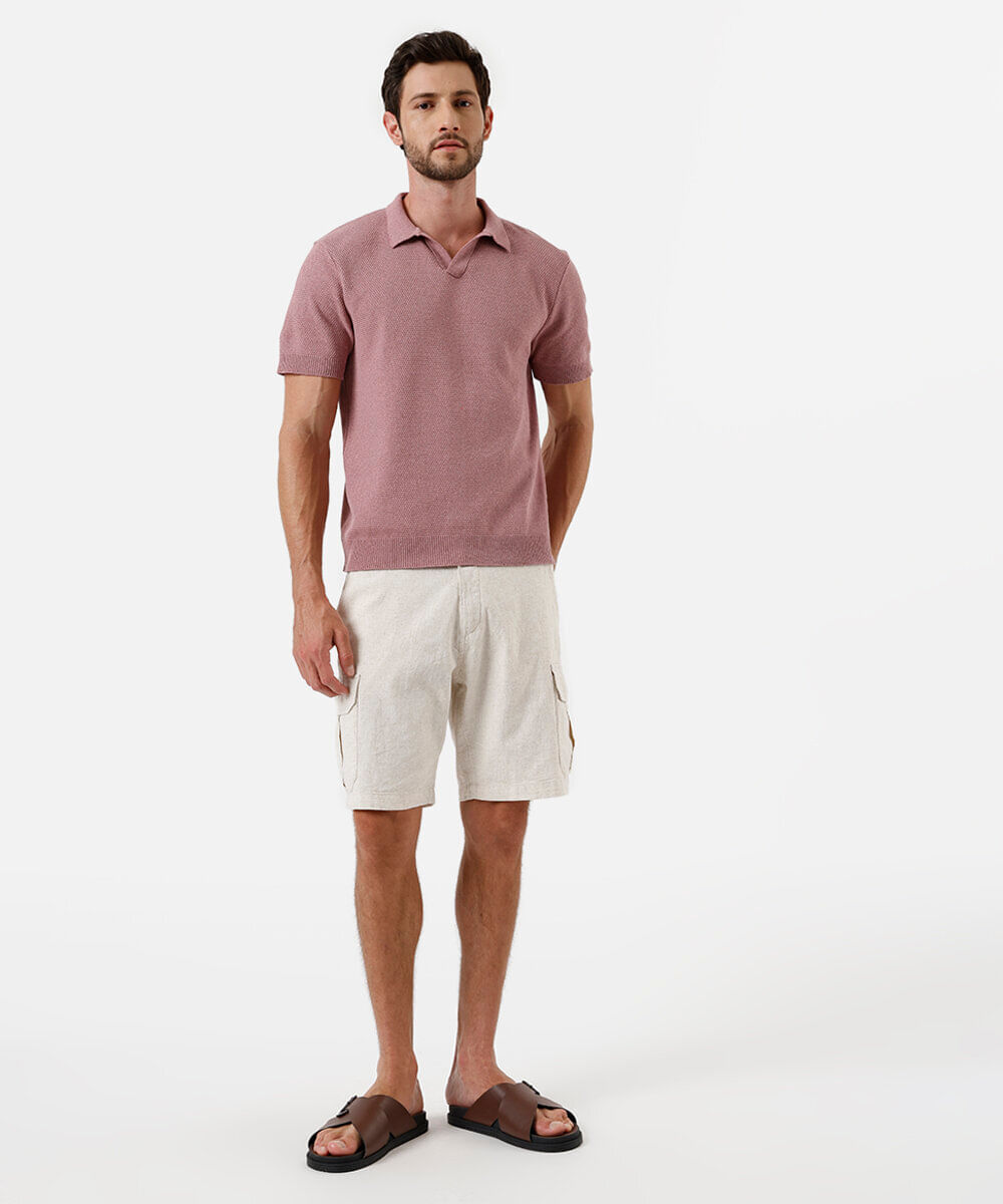 polo masculina com algodão manga curta rosa