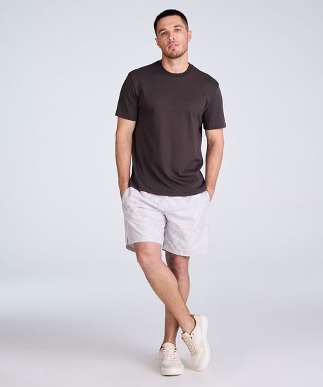 short reto masculino folhagem bege