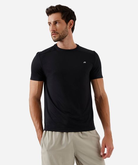 camiseta masculina esportiva com recorte preta