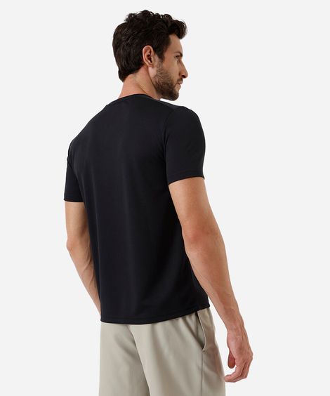 camiseta masculina esportiva com recorte preta