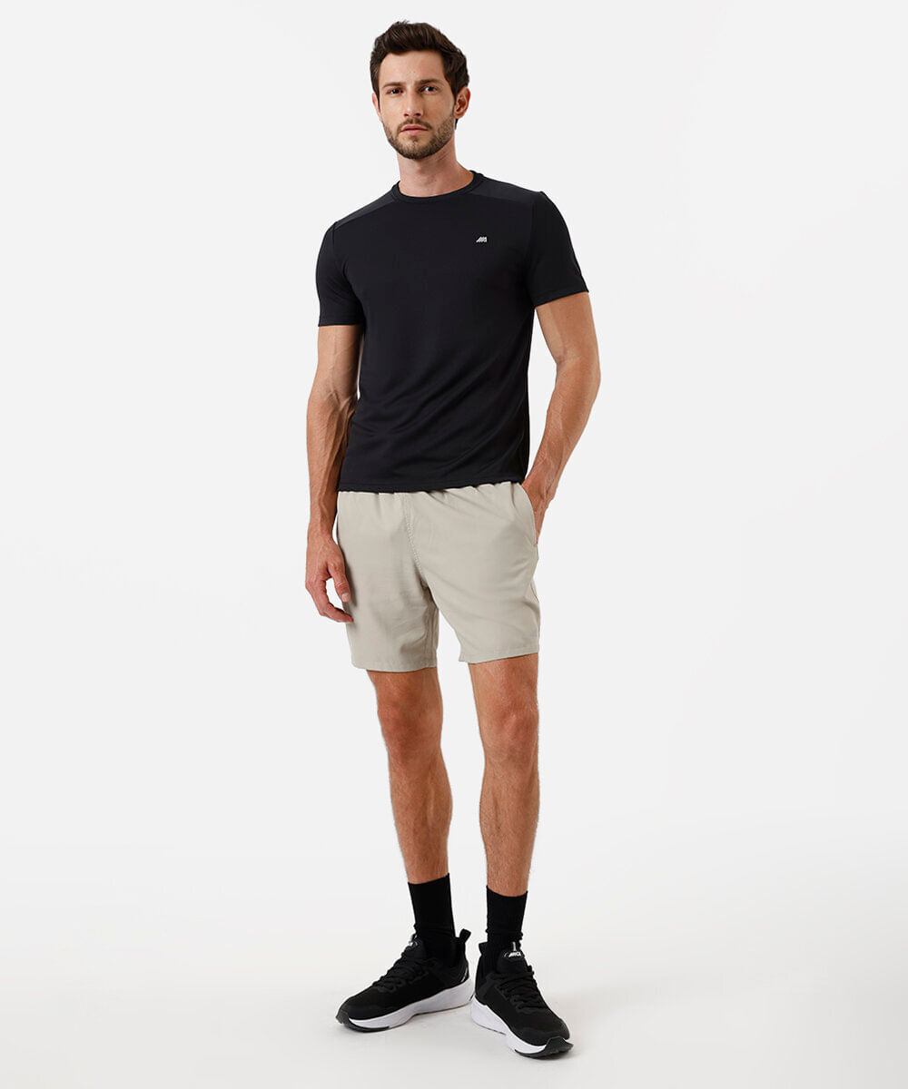 camiseta masculina esportiva com recorte preta