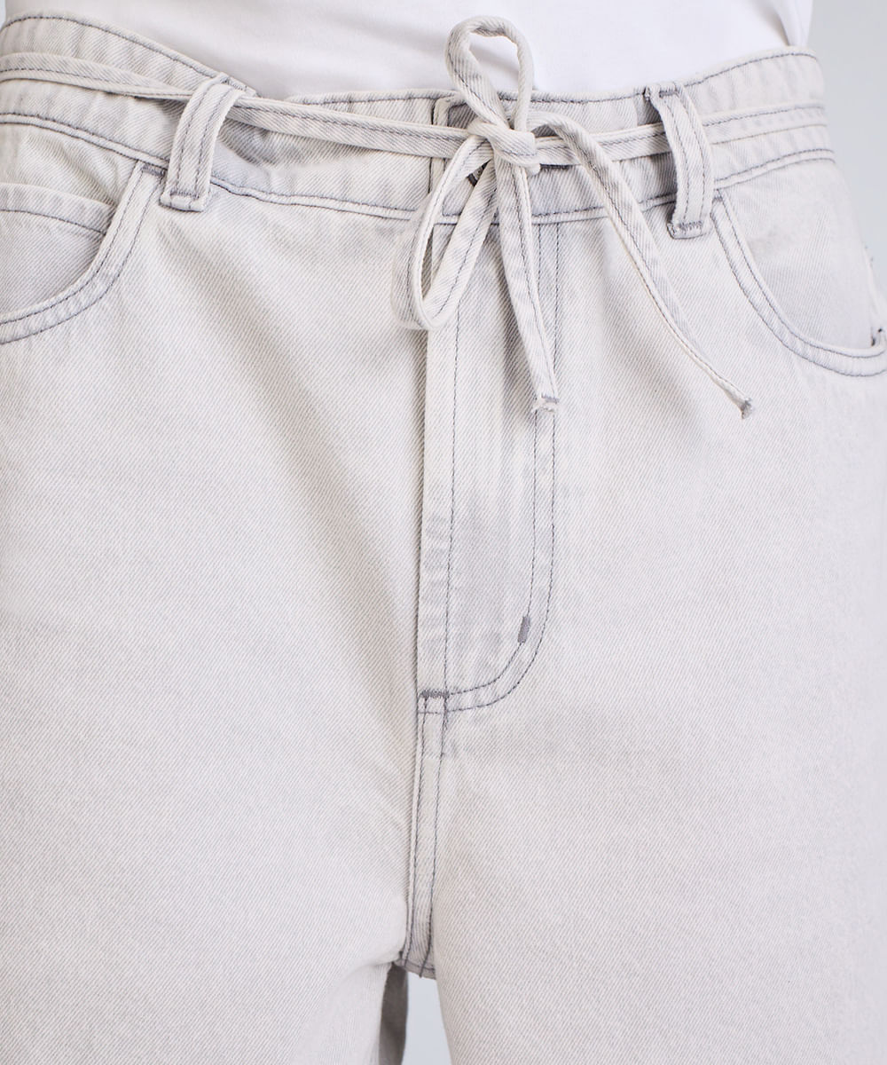bermuda baggy masculina jeans com cordão cinza