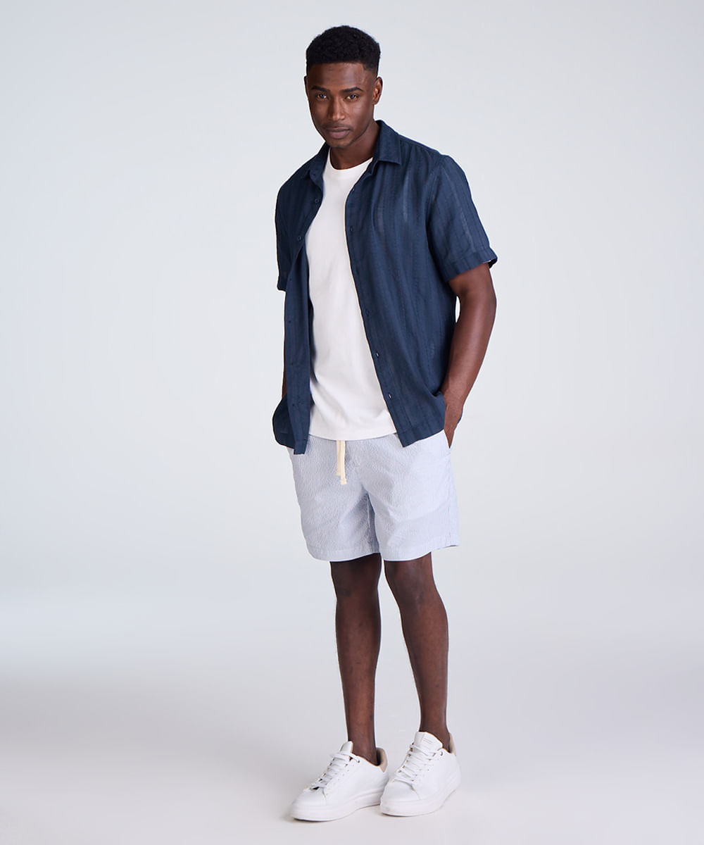 bermuda masculina listrada azul