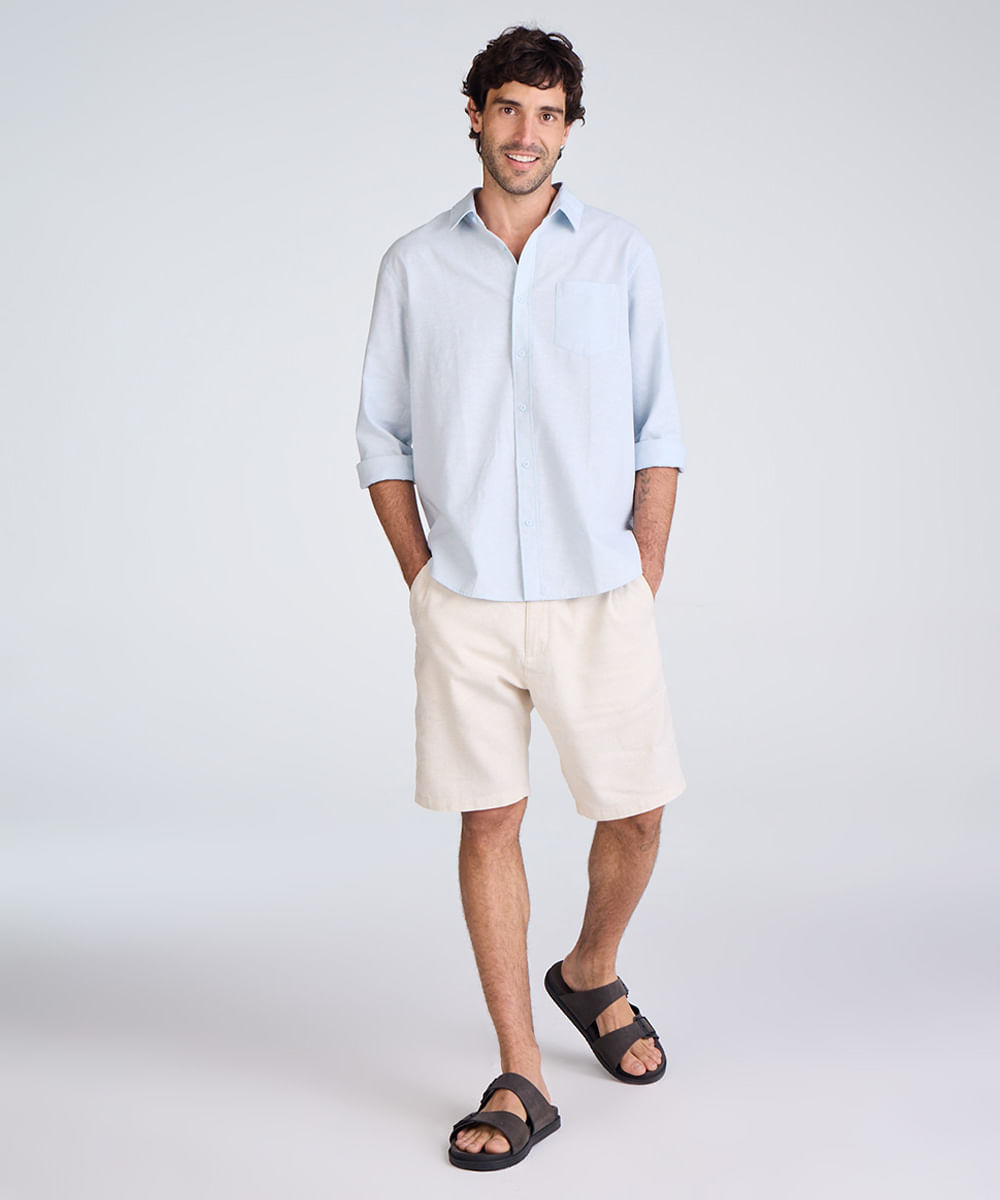 bermuda chino masculina de alfaiataria bege