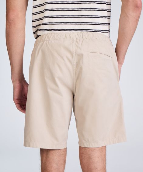 bermuda jogger masculina de sarja com bolsos bege