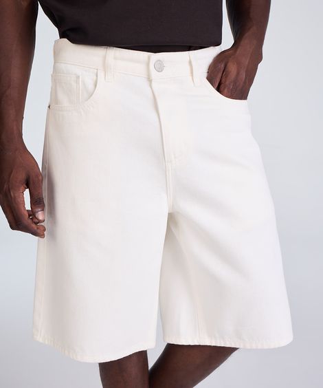 bermuda baggy masculina de sarja off white