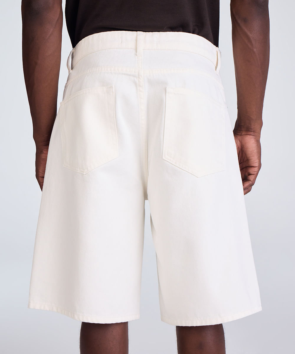 bermuda baggy masculina de sarja off white
