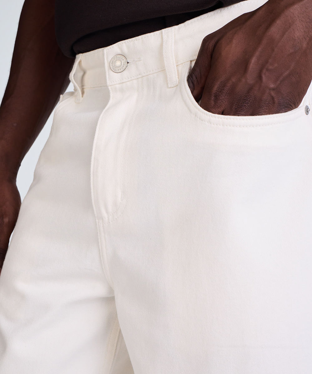 bermuda baggy masculina de sarja off white
