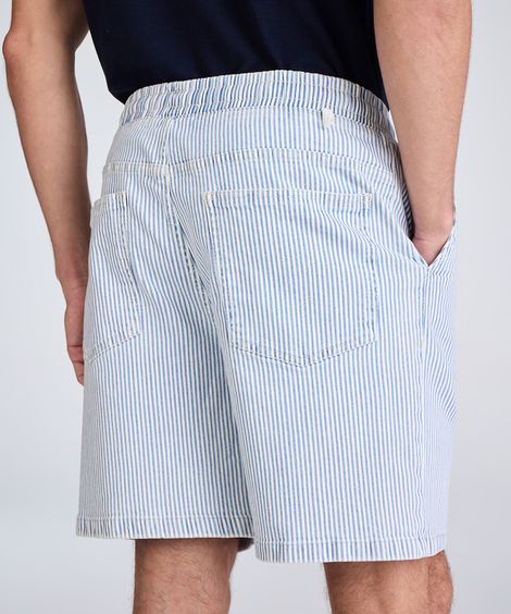 bermuda jogger masculina jeans listrada azul