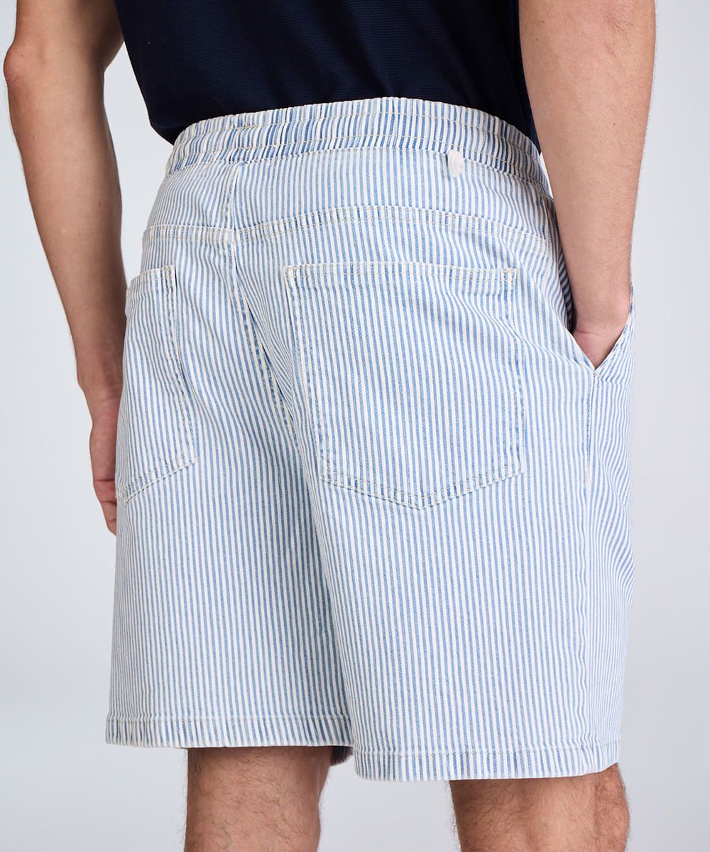 bermuda jogger masculina jeans listrada azul
