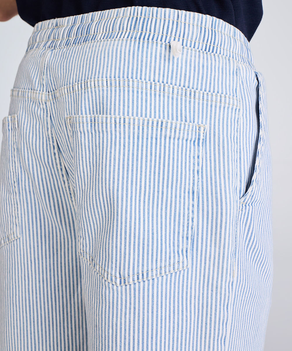 bermuda jogger masculina jeans listrada azul