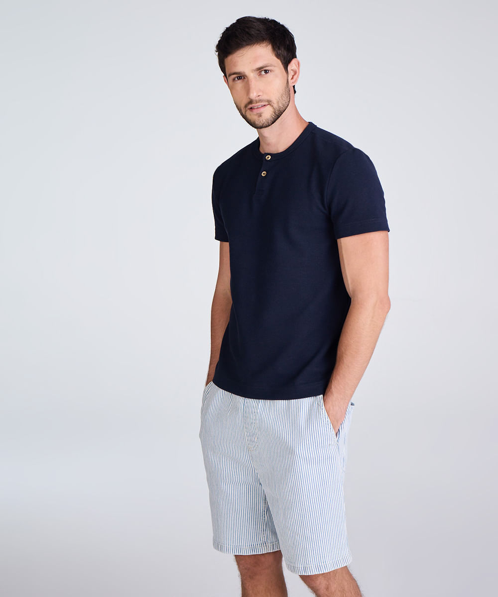 bermuda jogger masculina jeans listrada azul