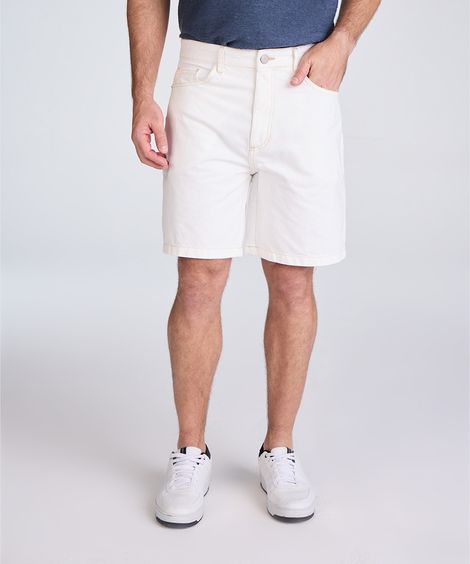 bermuda reta masculina de sarja off white