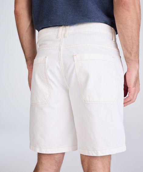 bermuda reta masculina de sarja off white