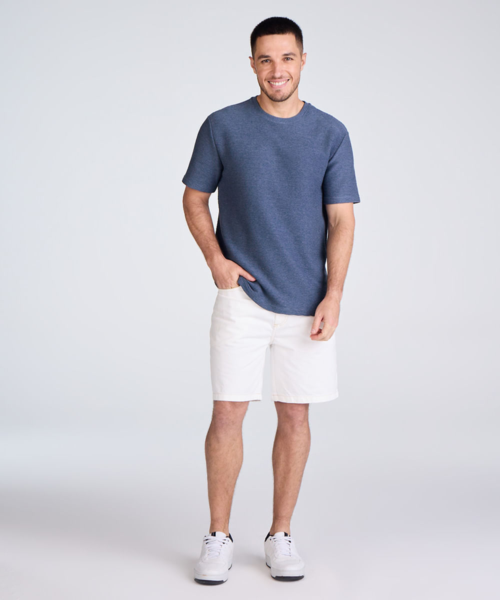 bermuda reta masculina de sarja off white