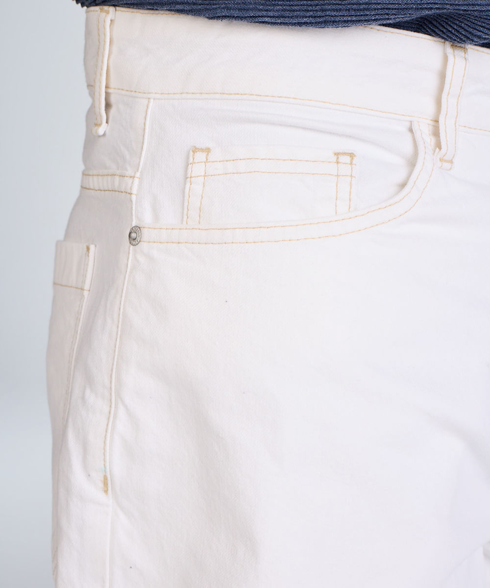 bermuda reta masculina de sarja off white