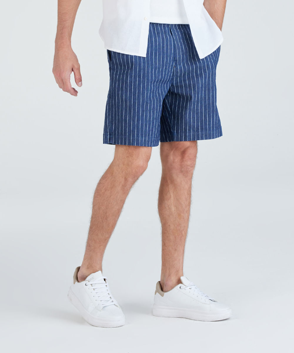 bermuda jogger masculina jeans listrada azul