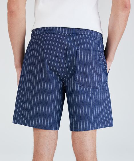 bermuda jogger masculina jeans listrada azul