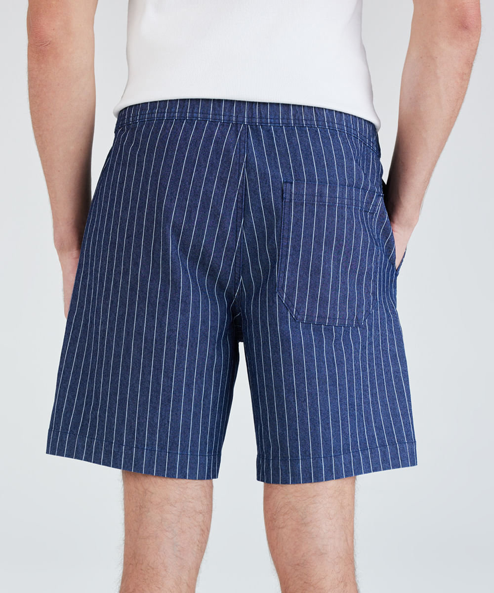 bermuda jogger masculina jeans listrada azul