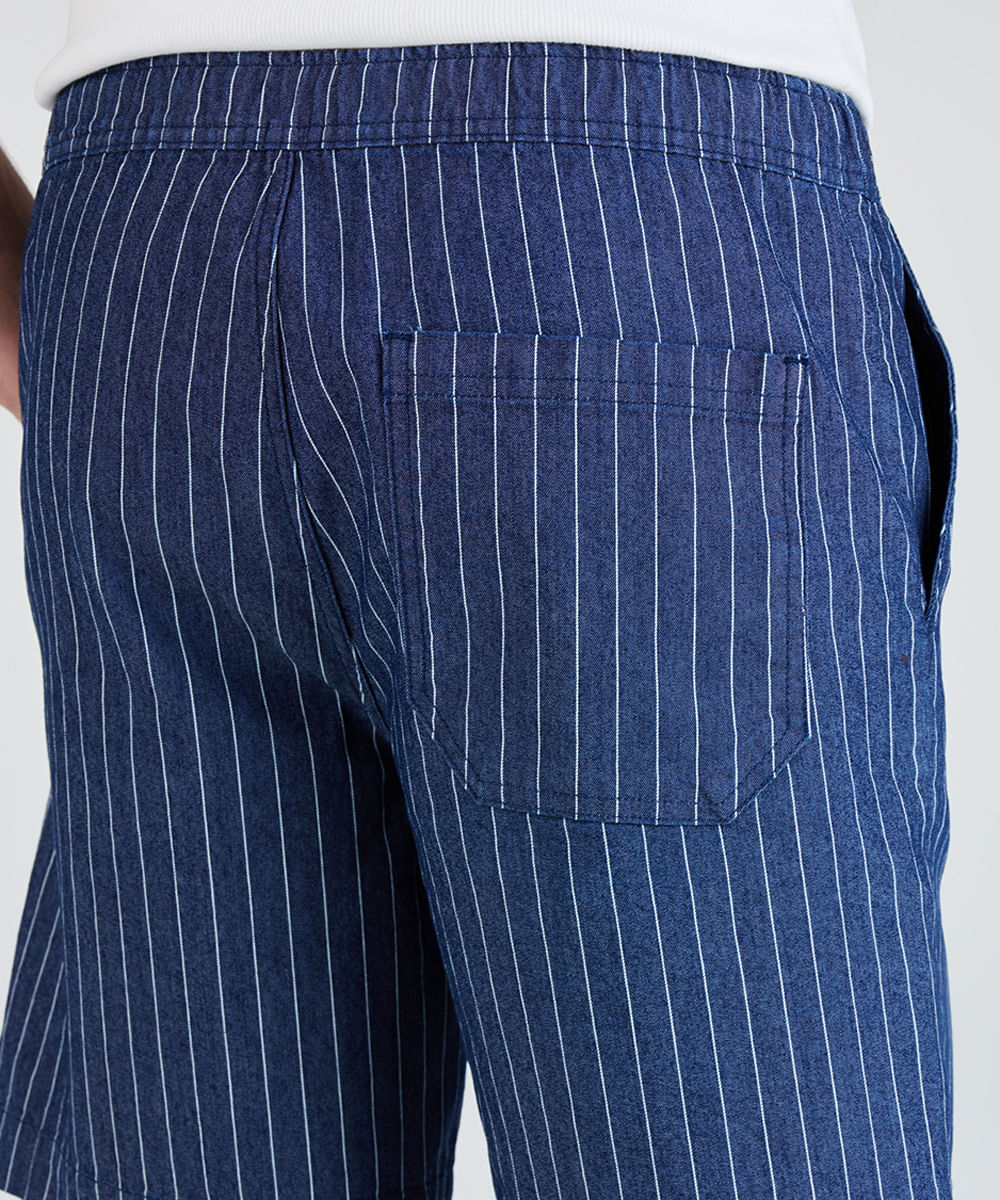 bermuda jogger masculina jeans listrada azul